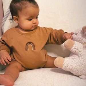 Brown Baby Onesie with Rainbow Design
